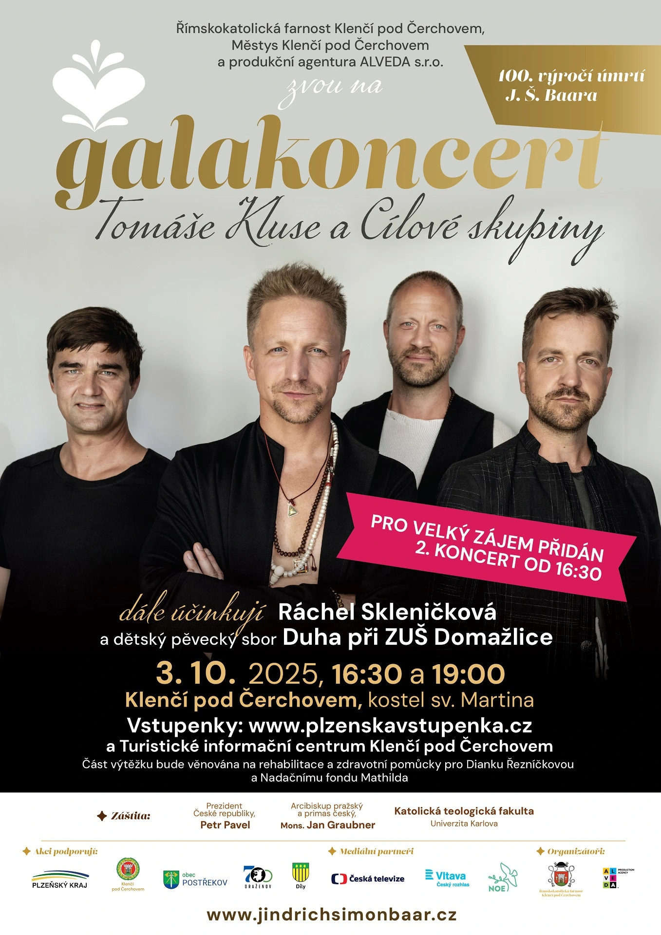Plakát galakoncert Tomáše Kluse s kapelou